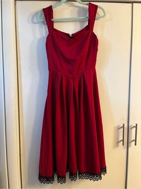Retro Stage Red Sleeveless Dress with Corset Back
